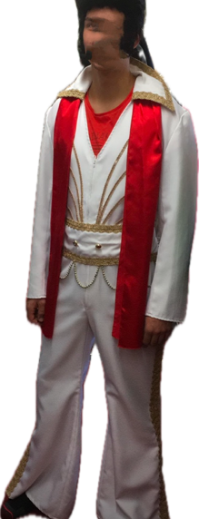 Elvis Presley Overall, châle rouge ceinture décoré Gr L