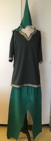 Costumes de petits Nain pantalon veste noire et chapeau pointu. Taille M -L