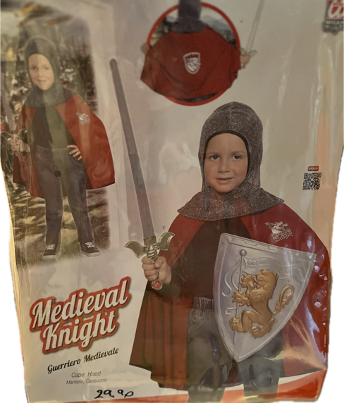Costume chevalier enfant cape et bonnet  5-7 ans