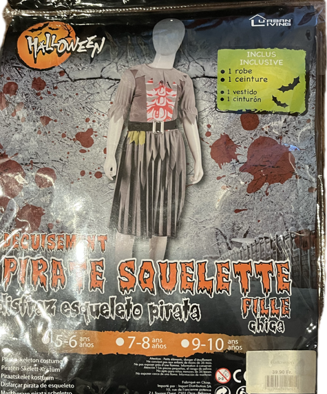 Déguisement pirate Squelette fille 5-6 ans
