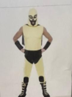 LUCHADOR MEXIQUE overalle jaune empiècement noir masque Gr. M