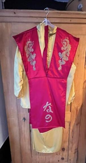 Samurai Gr. 54 Veste et pantalon jaune chasuble en rouge bandana