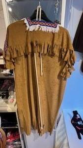 Indienne cactus Gr. 42 robe longue et plastron frangé