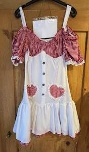 Gretel Gr. L Robe blanche et bustier rouge