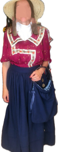 Création costume 1910 Gr. 38-40 Jupe et chemise bien travaillée et sac idem