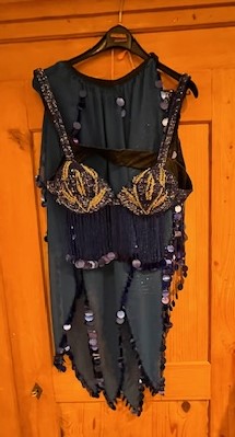 Danseuse du ventre jupe en pants Bustier large ceinture bleu roi