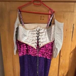 Drag Queen Robe courte bretelle et a paillette large ceinture taille gants en lurex Gr. 48