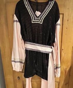 Maharani Gr. L Pantalon rose veste noir lamé ceinture large