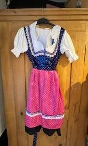 Dirndl violette jupe noir blouse tablier Gr. 42