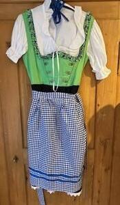 Dirndl Vert blouse tablier bleu Gr. 42