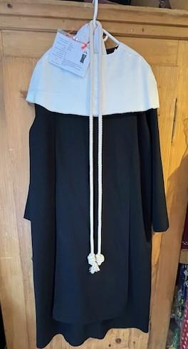 Sœur Clarissa Robe ceinture collerette cagoule voile noir Gr. L