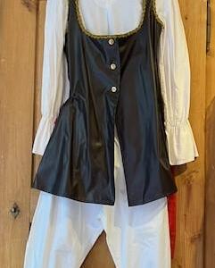 Pirate Dame pantalon blanc a dentelle long gilet Gr. S