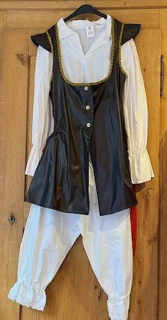 Pirate Dame pantalon blanc a dentelle long gilet Gr. S