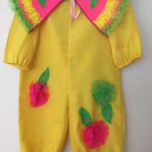 Costume fleurs 2 pces overalle et col Gr. 1 an