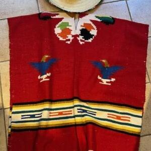 Poncho de Mexico City avec l’emblème d’Aigle en laine sans chapeau TU