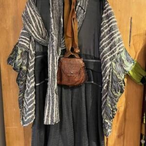 Barbare Longue tunique ceinture sac en cuir châle Gr. L