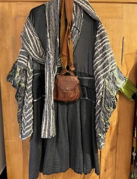 Barbare Longue tunique ceinture sac en cuir châle Gr. L