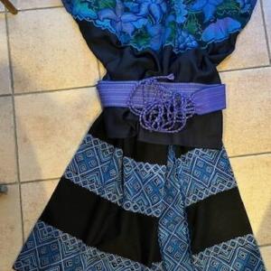 Chiapas Mexicaine blouse jupe à fermer a plis avec la ceinture Gr. M