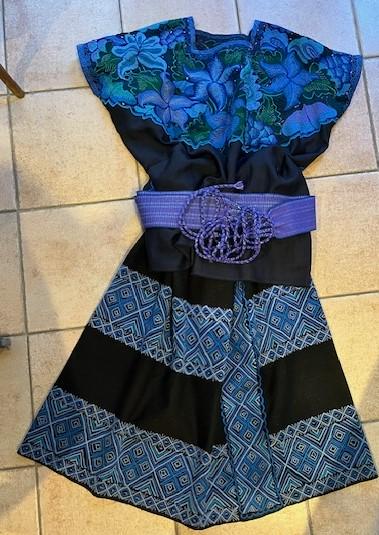 Chiapas Mexicaine blouse jupe à fermer a plis avec la ceinture Gr. M