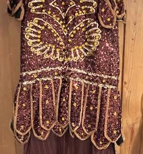 Marc- Antoine Romain tunique chasuble en paillette brune cape casque couvre bras Gr. L