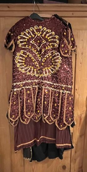 Marc- Antoine Romain tunique chasuble en paillette brune cape casque couvre bras Gr. L