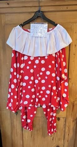 Clown Pepito Gr. 44 pantalon et veste gros col blanc