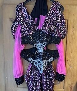 Princesse d'oman Médiévale Body Gr. 38 pantalon decoupée de côté sexy en paillettes