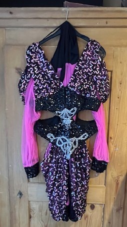 Princesse d'oman Médiévale Body Gr. 38 pantalon decoupée de côté sexy en paillettes