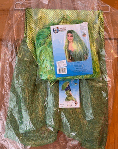 Sirène jupe verte Gr. 38-40 perruque longue verte