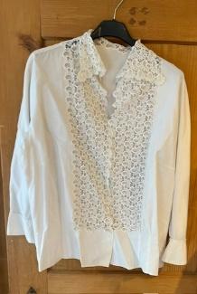 Blouse blanche en dentelle longue manche polyester Gr.M