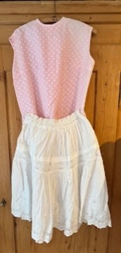 Jupe en coton blouse rose Gr. 38 1960