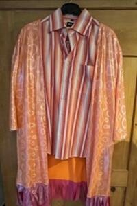 Hippie Pink orange pantalon velours côtelé chemise gilet Gr. 42
