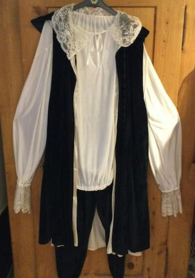 Comedia delle arte pantalon gilet en velours chemise blanche ceinture Gr. L