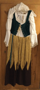 Sorcière du moyen âge  robe blouse gilet vert Gr. S