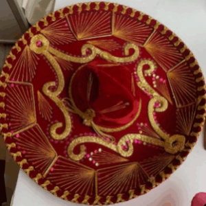 Sombrero rouge paillettes rose or