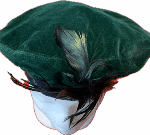 Beret vert plume