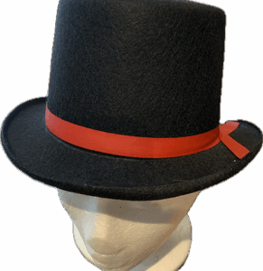 Chapeau noir feutrine ruban plastique TU