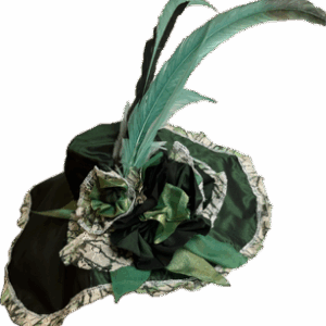 Création petit chapeau vert richement décoré