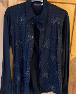 Chemise noir a paillettes Gr. L jersey