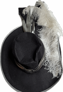 Chapeau de mousquetaire ruban argenté TU