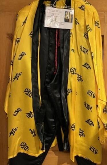 Costume Chinois pantalon noir a serrer a la taille veste et ceinture TU
