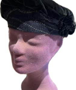 Beret Création bleu marine en velours TU